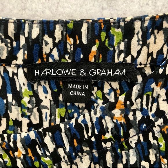 🌼 Harlowe & Graham Short Sleeve Print Blouse, L - Picture 2 of 7